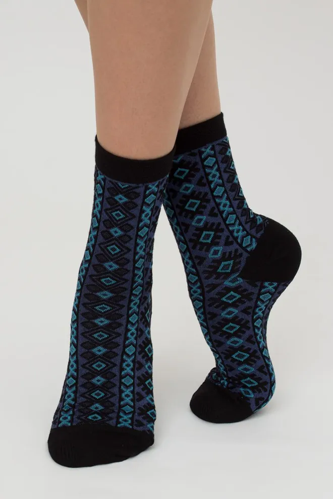 Носки женские классические с узором Ws3 Background 005 Giulia (black/jeans)