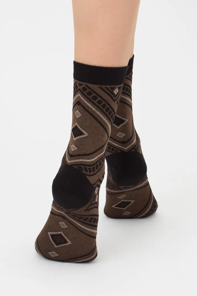 Жіночі високі шкарпетки з візерунком Ws3 Background 006 Giulia (black/bruno)