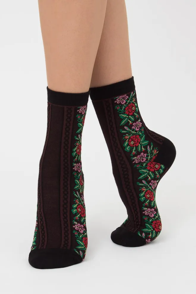 Шкарпетки жіночі класичні з орнаментом Ws3 Background 007 Giulia (black), чорний