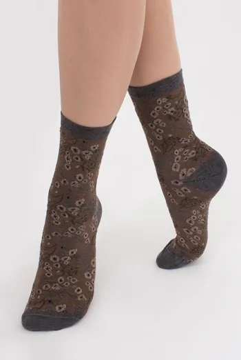 Носки женские классические с рисунком Ws3 Background 008 Giulia (dark grey melange), серый