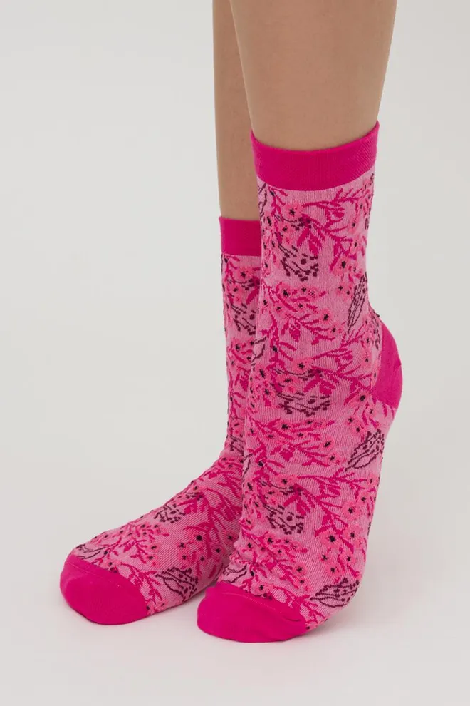 Носки женские классические с рисунком Ws3 Background 008 Giulia (fuxia), розовый