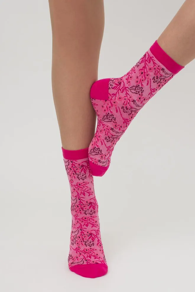 Носки женские классические с рисунком Ws3 Background 008 Giulia (fuxia), розовый
