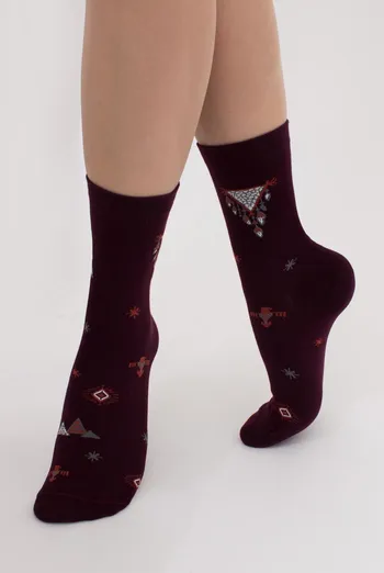 Хлопковые носки с этническими рисунками WS3 Boho 002 Giulia (vintage grape)