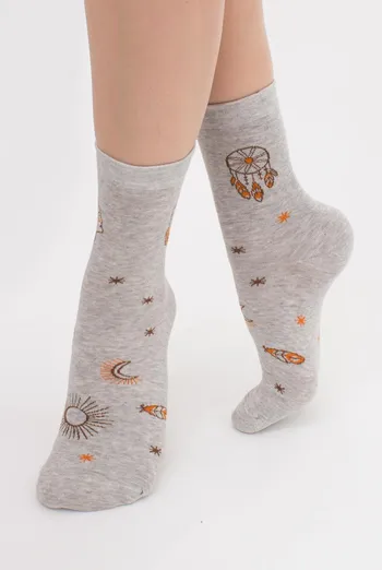 Хлопковые носки с рисунком WS3 Boho 003 Giulia (silver melange)