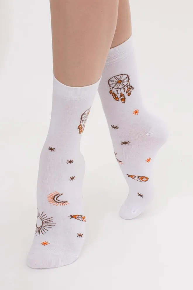 Хлопковые носки с рисунком WS3 Boho 003 Giulia (white)