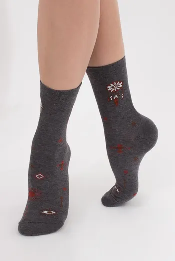 Хлопковые носки с рисунком ловца снов WS3 Boho 004 Giulia (asphalt melange)