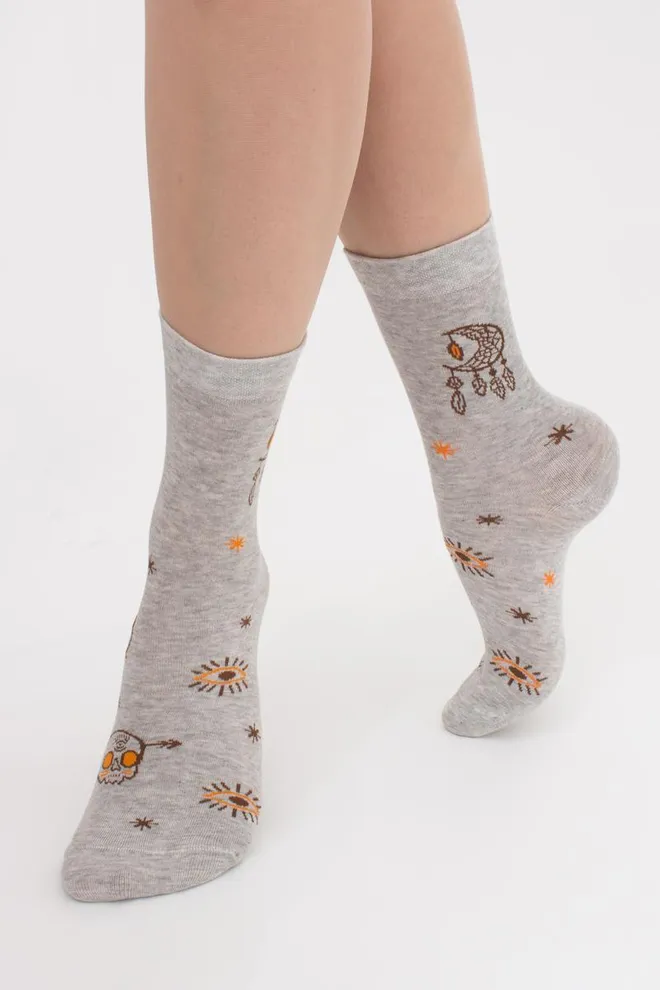 Хлопковые носки с рисунком WS3 Boho 005 Giulia (silver melange)