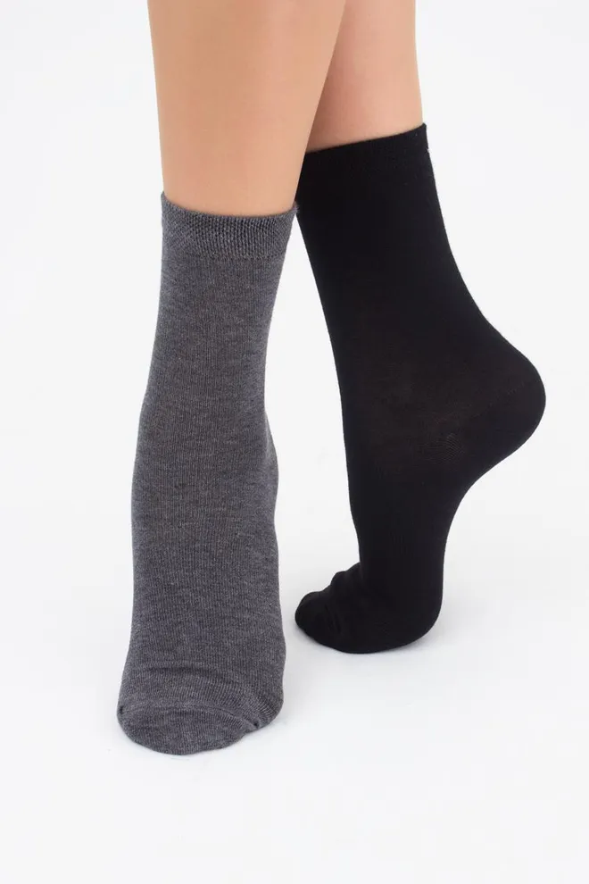 Шкарпетки жіночі класичні Ws3 classic Giulia 2 пари (dark grey melange/black)