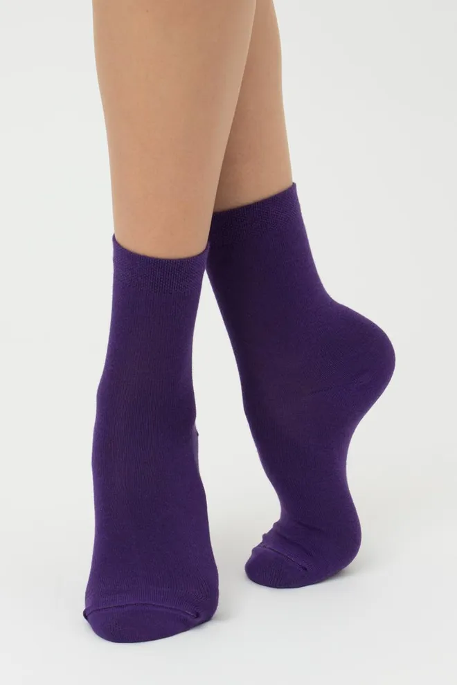 Носки женские классические Ws3 classic Giulia  2 пары (violet indigo/silver melange)