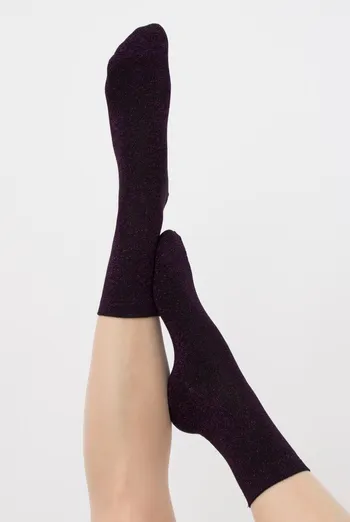 Носки женские с люрексом Ws3 Classic Lurex Giulia (black/pink)