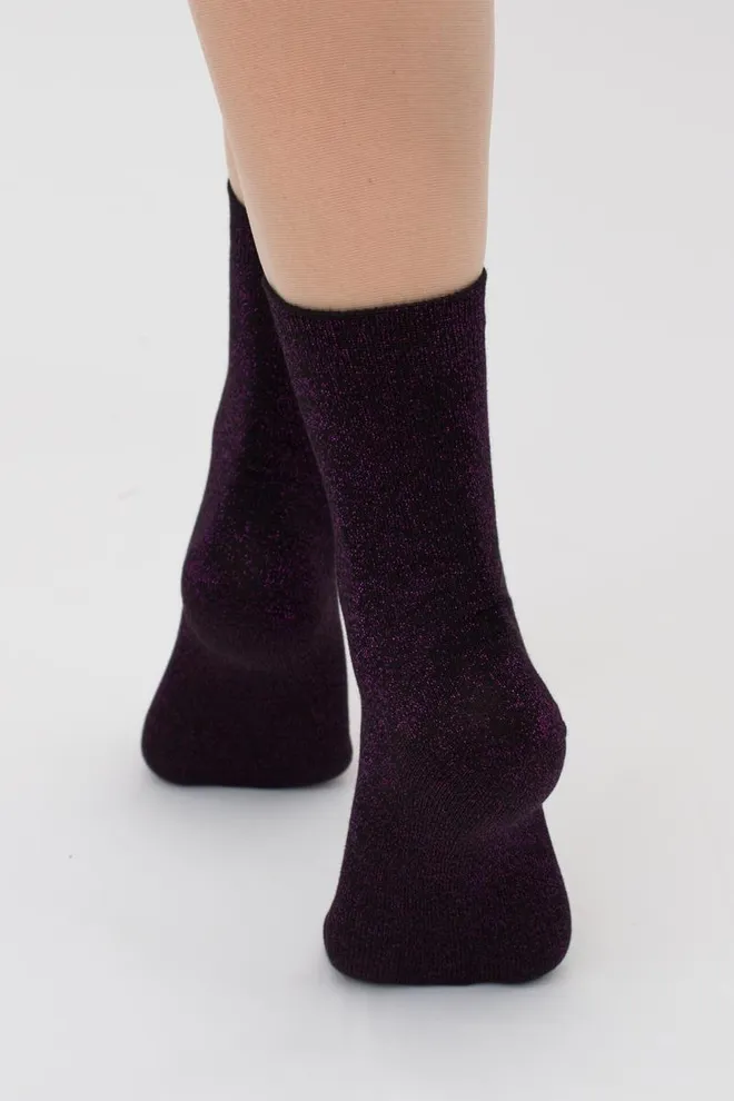 Носки женские с люрексом Ws3 Classic Lurex Giulia (black/pink)