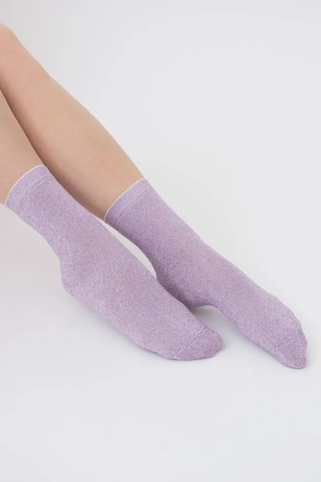 Носки женские с люрексом Ws3 Classic Lurex Giulia (white/pink)