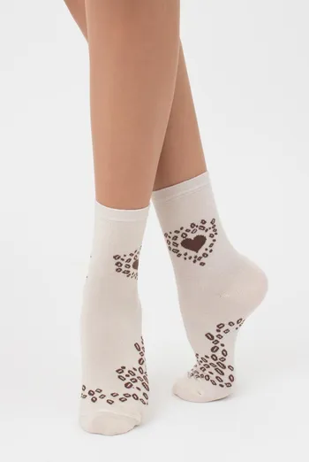 Шкарпетки жіночі класичні з принтом WS3 coffee 001 Giulia (panna) Шкарпетки жіночі класичні з принтом WS3 coffee 001 Giulia (panna)