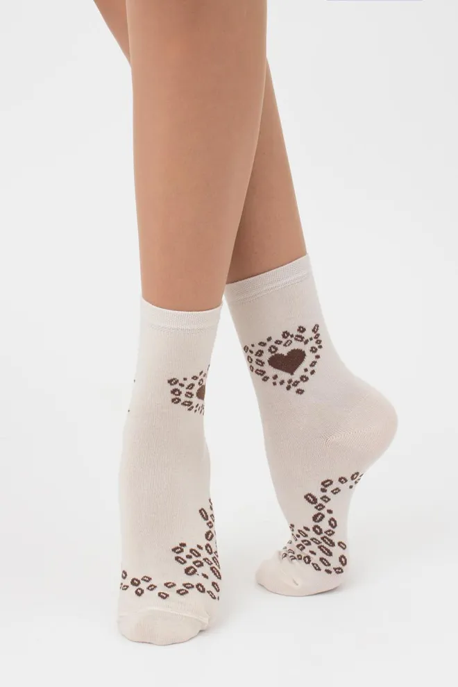 Шкарпетки жіночі класичні з принтом WS3 coffee 001 Giulia (panna)