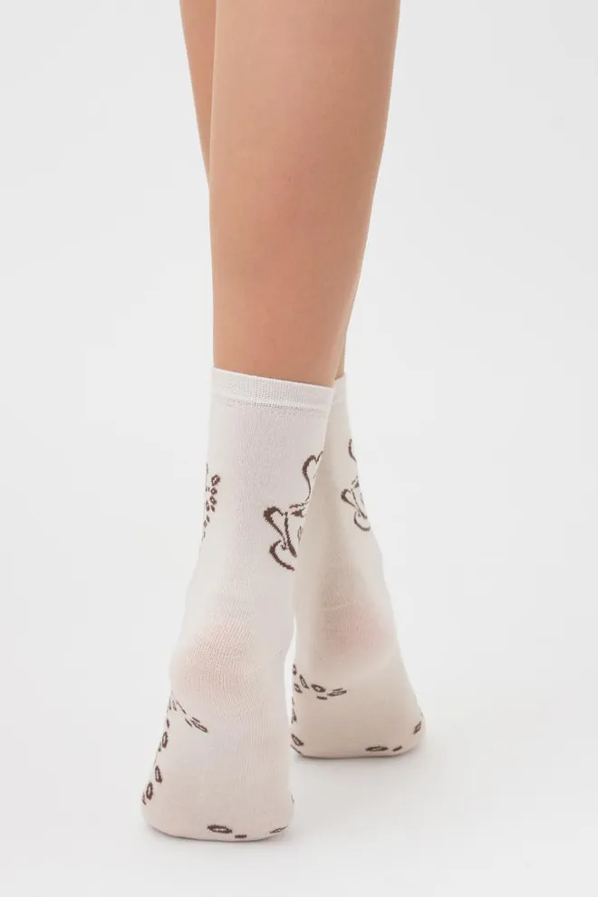 Шкарпетки жіночі класичні з принтом WS3 coffee 001 Giulia (panna)