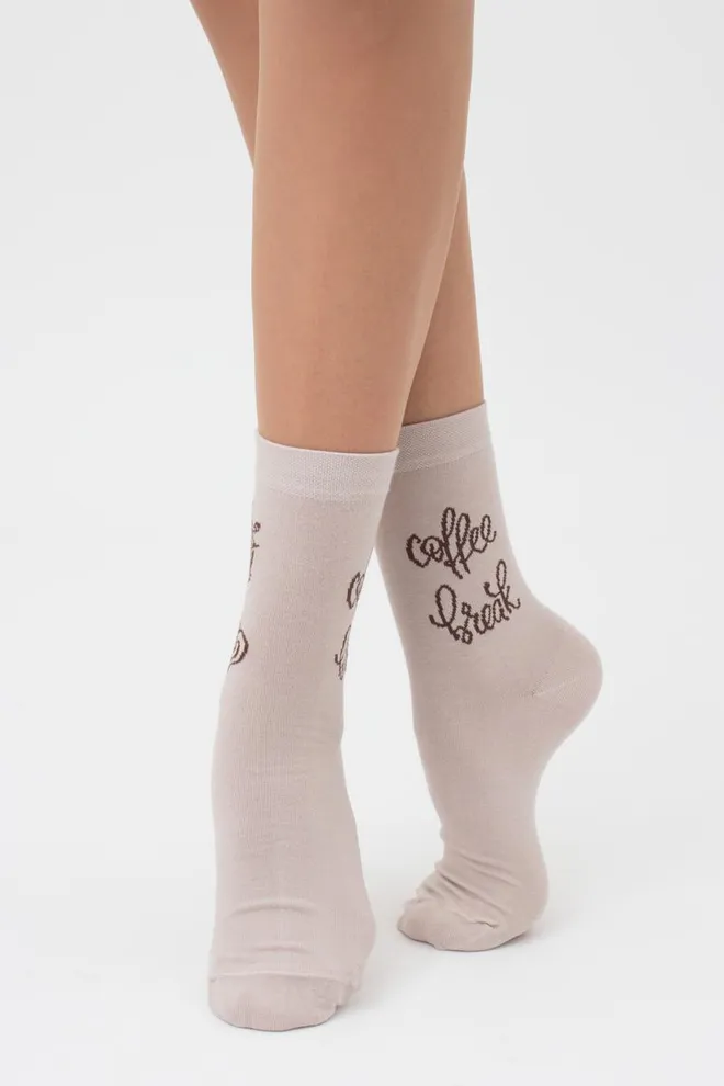 Носки женские классические с надписью WS3 coffee 002 Giulia (moonlight)