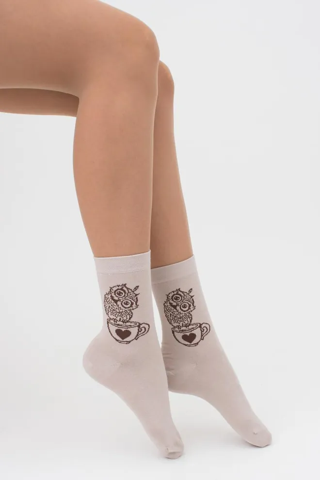 Носки женские классические с надписью WS3 coffee 002 Giulia (moonlight)
