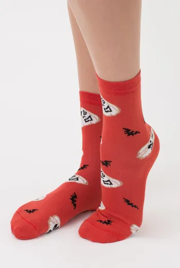 Носки женские с принтом WS3 Нalloween (F) 2301 Giulia (ceramite), оранжевый