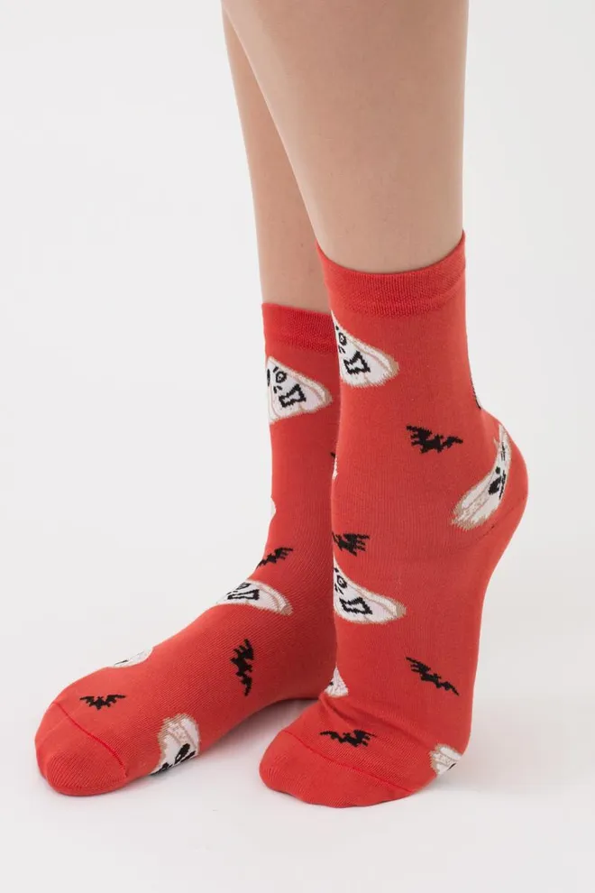 Носки женские с принтом WS3 Нalloween (F) 2301 Giulia (ceramite), оранжевый