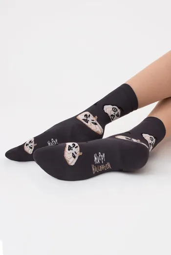 Носки женские с принтом WS3 Нalloween (F) 2301 Giulia (pirate black), черный