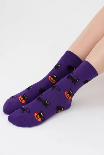 Шкарпетки жіночі класичні з принтом WS3 Нalloween (F) 2302 Giulia (violet indigo) Шкарпетки жіночі класичні з принтом WS3 Нalloween (F) 2302 Giulia (violet indigo)