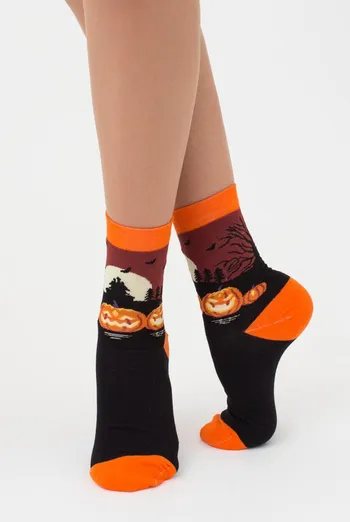 Шкарпетки жіночі класичні з принтом WS3 Нalloween 005 Giulia (black) Шкарпетки жіночі класичні з принтом WS3 Нalloween 005 Giulia (black)