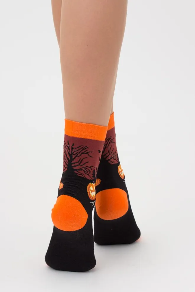 Шкарпетки жіночі класичні з принтом WS3 Нalloween 005 Giulia (black)