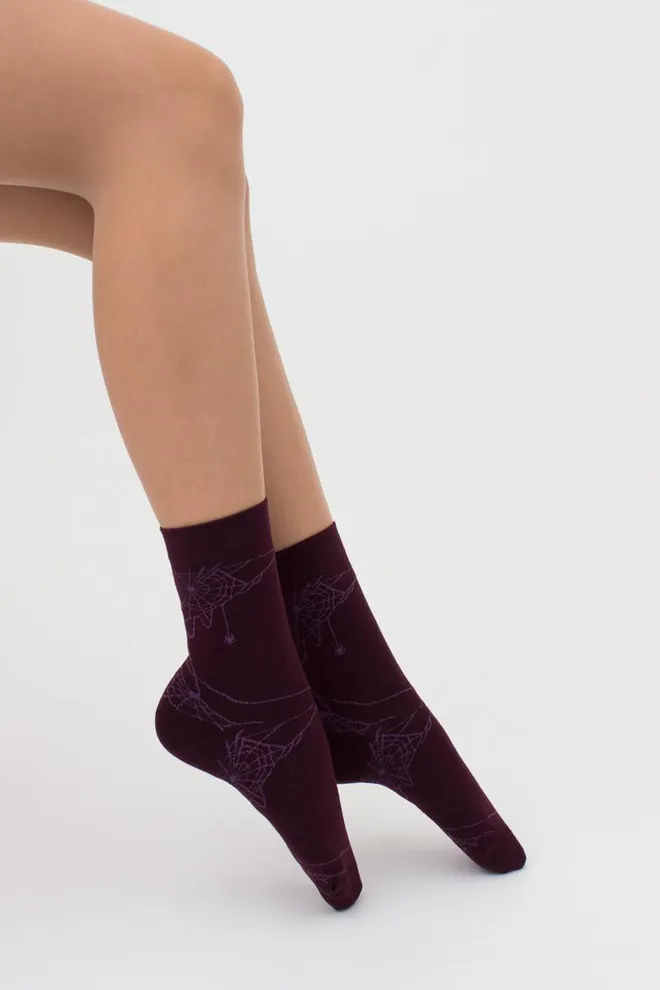 Шкарпетки жіночі класичні з принтом WS3 Нalloween 006 Giulia (vintage grape)