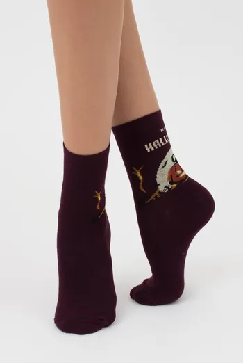 Шкарпетки жіночі класичні з принтом WS3 Нalloween 007 Giulia (vintage grape) Шкарпетки жіночі класичні з принтом WS3 Нalloween 007 Giulia (vintage grape)