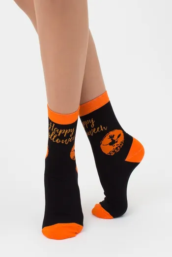 Шкарпетки жіночі класичні з принтом WS3 Нalloween 008 Giulia (black)