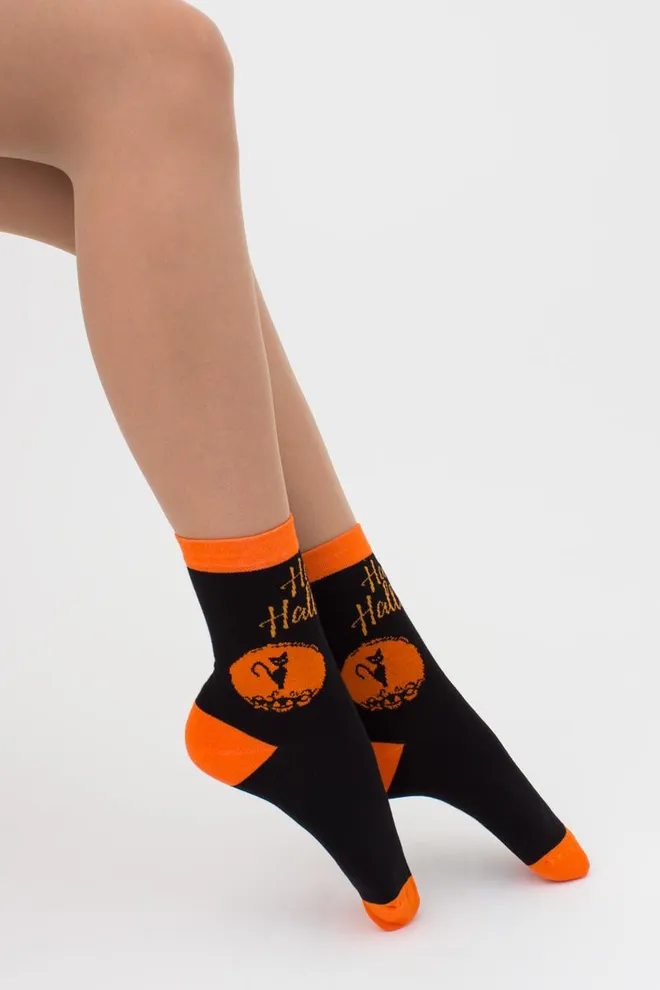 Шкарпетки жіночі класичні з принтом WS3 Нalloween 008 Giulia (black)