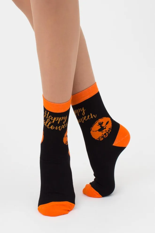 Шкарпетки жіночі класичні з принтом WS3 Нalloween 008 Giulia (black)