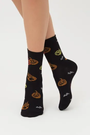 Шкарпетки жіночі класичні з принтом WS3 Нalloween 2202 Giulia (black) Шкарпетки жіночі класичні з принтом WS3 Нalloween 2202 Giulia (black)