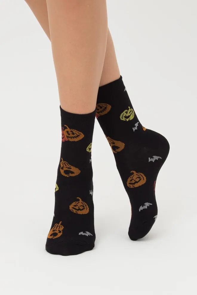 Шкарпетки жіночі класичні з принтом WS3 Нalloween 2202 Giulia (black)
