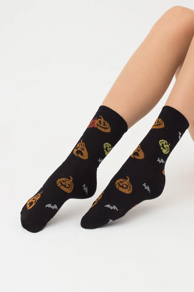Шкарпетки жіночі класичні з принтом WS3 Нalloween 2202 Giulia (black)