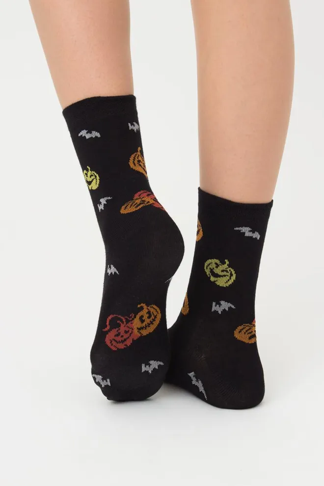 Шкарпетки жіночі класичні з принтом WS3 Нalloween 2202 Giulia (black)