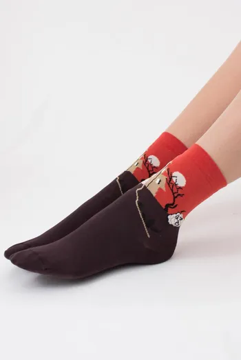 Носки женские классические с принтом WS3 Нalloween 2303 Giulia (caffe), коричневый