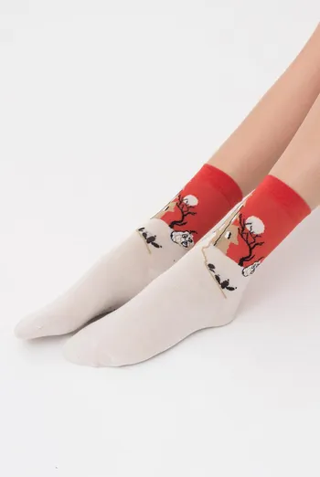 Носки женские классические с принтом WS3 Нalloween 2303 Giulia (panna), бежевый