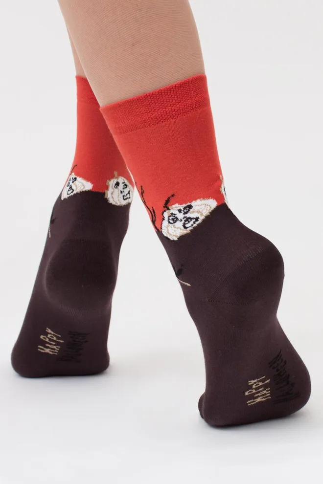 Носки женские классические с принтом WS3 Нalloween 2303 Giulia (caffe), коричневый
