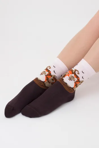 Женские носки с принтом WS3 Нalloween 2304 Giulia (caffe), коричневый Женские носки с принтом WS3 Нalloween 2304 Giulia (caffe), коричневый