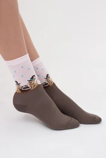 Носки женские классические с рисунком WS3 Нalloween 2305 Giulia (haze), коричневый
