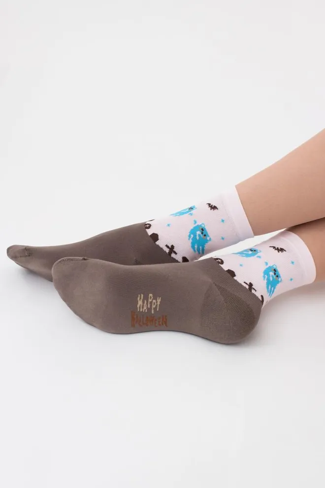 Носки женские классические с рисунком WS3 Нalloween 2305 Giulia (haze), коричневый