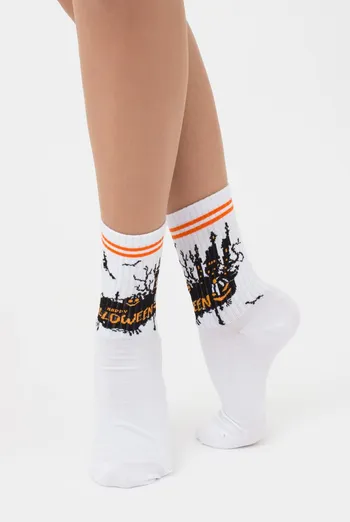 Носки женские высокие с принтом WS3 Нalloween strong 001 Giulia (white) Носки женские высокие с принтом WS3 Нalloween strong 001 Giulia (white)