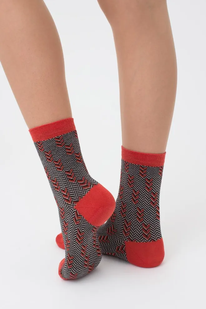 Шкарпетки жіночі класичні з принтом WS3 jaccard 002 Giulia (ginger)