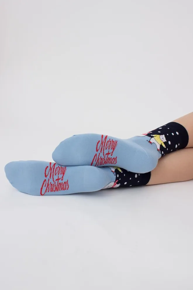 Носки женские классические с новогодним принтом Ws3 New Year (F) 2403 Giulia (navy)