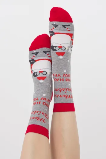 Шкарпетки жіночі класичні з принтом Ws3 New Year (F) 2404 Giulia (light grey melange) Шкарпетки жіночі класичні з принтом Ws3 New Year (F) 2404 Giulia (light grey melange)