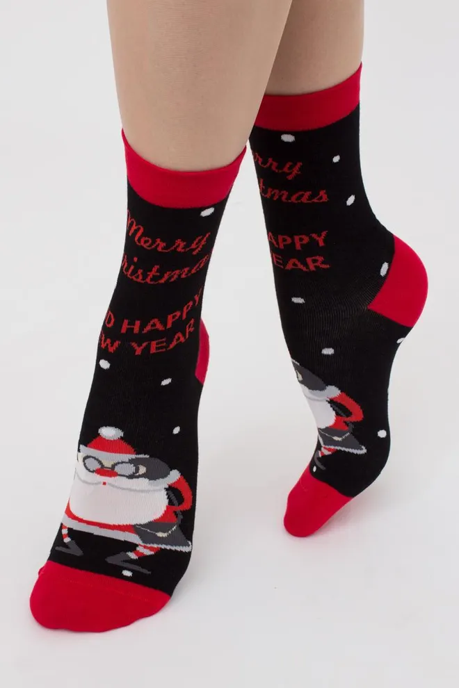 Шкарпетки жіночі класичні новорічні WS3 NEW YEAR (F) 2404 Giulia (black), чорний