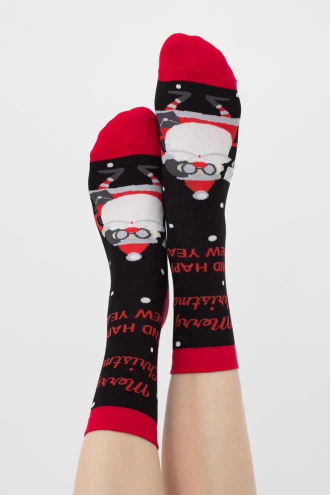 Шкарпетки жіночі класичні новорічні WS3 NEW YEAR (F) 2404 Giulia (black), чорний