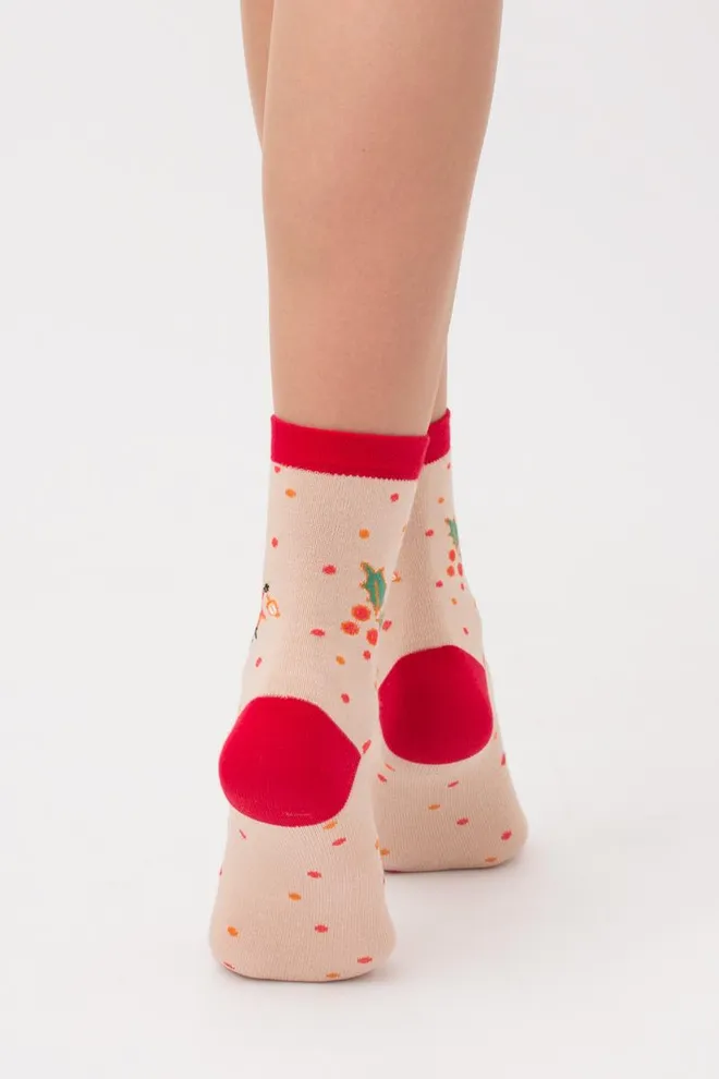 Носки женские классические с новогодним принтом Ws3 New Year 2109 Giulia (powder puff)