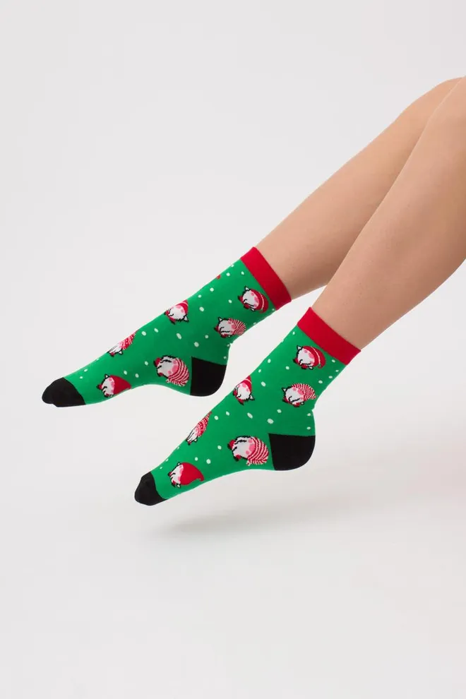 Носки женские классические с новогодним принтом Ws3 New Year 2110 Giulia (island green)